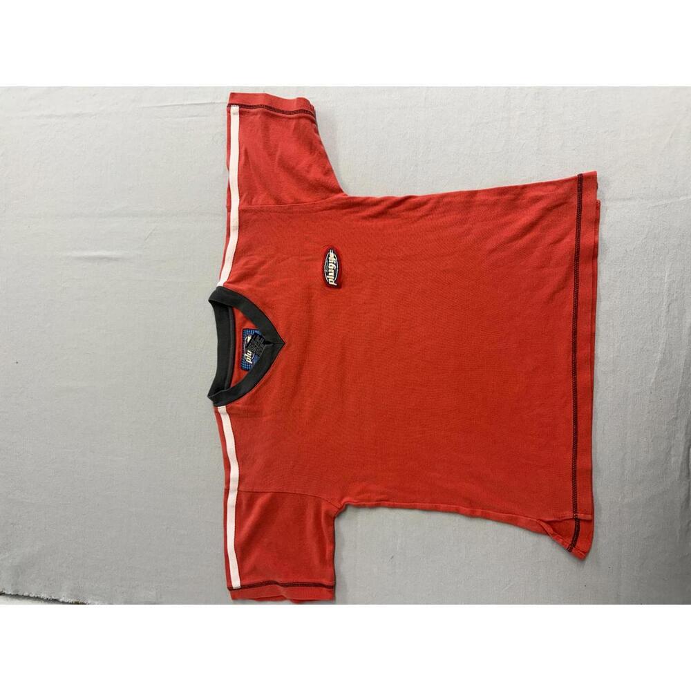 Plugg Jeanswear Soccer Tee - V-Neck Y2K Red Soccer Shirt -M